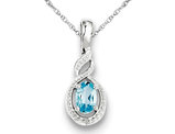 Swiss Blue Topaz Pendant Necklace 0.40 Carat (ctw) in Sterling Silver